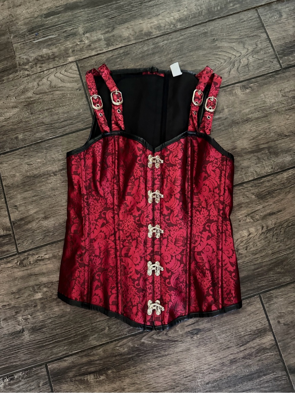 Red Black Brocade Corset
Bustier Top Gothic Steampunk
Lace Up XL -